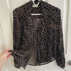 L’AGENCE Black and Brown Animal Print Long-Sleeve Top